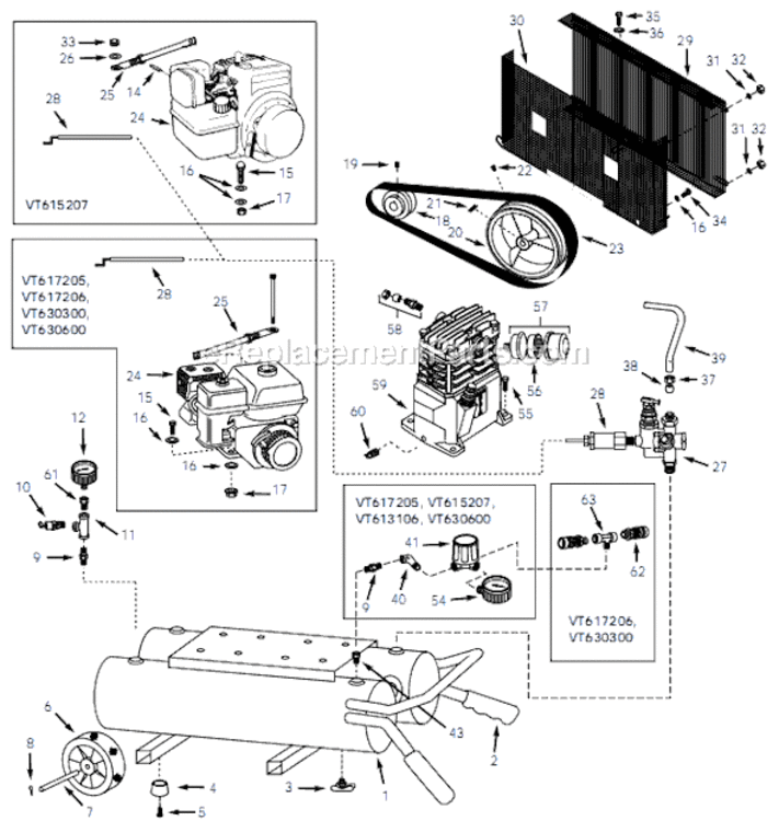 Page A Diagram and Parts List for VT630600 1999 Campbell Hausfeld Compressor